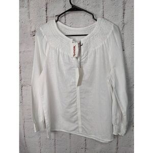 Rachel Zoe White Linen Cotton Bohemian Peasant Top Blouse Sz S Small NWT *Mark o